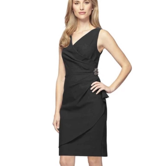 ALEX EVENINGS Jersey Knit Rhinestone Detail Dress - Picture 2 of 12